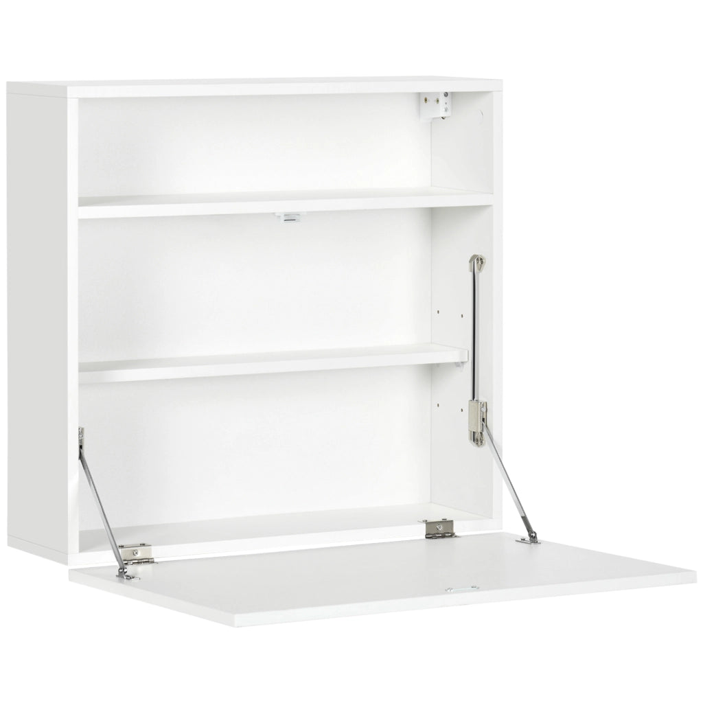 Scrivania a muro pieghevole con ripiani ¨C zephmum ¨C 64x20x60 cm bianco