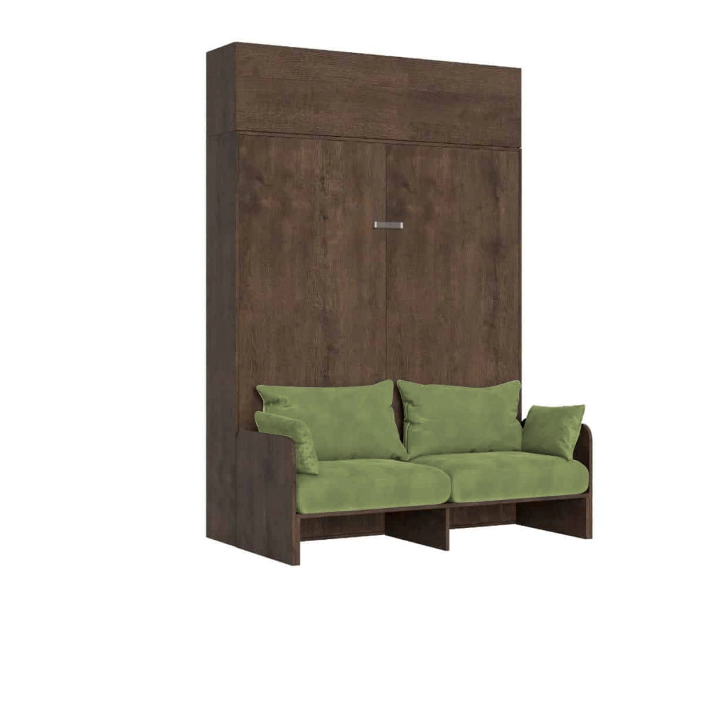 Letto matrimoniale a scomparsa 160 Kentaro con divano e pensile noce, verde