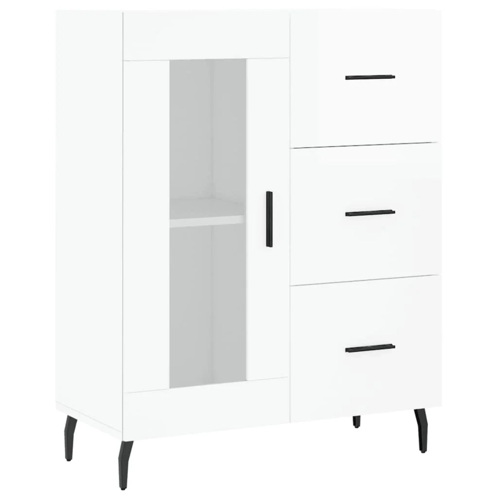 Buffet credenza cassettiera mobiletto mobile contenitore organizer per cucina soggiorno finitura lucida 69,5 x 34 x 90 cm legno ingegnerizzato bianco 02_0030746