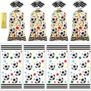 Sacchetti di compleanno per calcio, 100 pezzi, tema sportivo con disegno stellato e nodini dorati per un compleanno di calcio, articoli da festa e trucchi per compleanni.