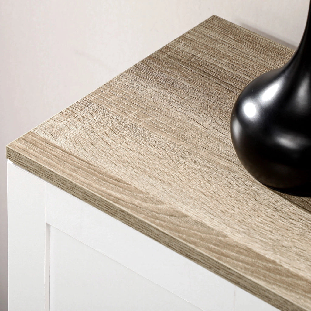 Credenza da Cucina 90x30x90 cm a 3 Ante Ripiani Regolabili Stile Minimalista Nordico in Legno Bianco