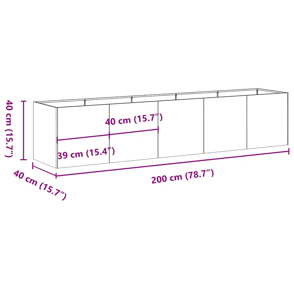 Fioriera 200x40x40 cm in Acciaio Inox 860686