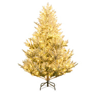 Albero artificiale preilluminato da 180cm luminosit¨¤ regolabile, Albero di natale innevato con rami articolati-Alberi di Natale