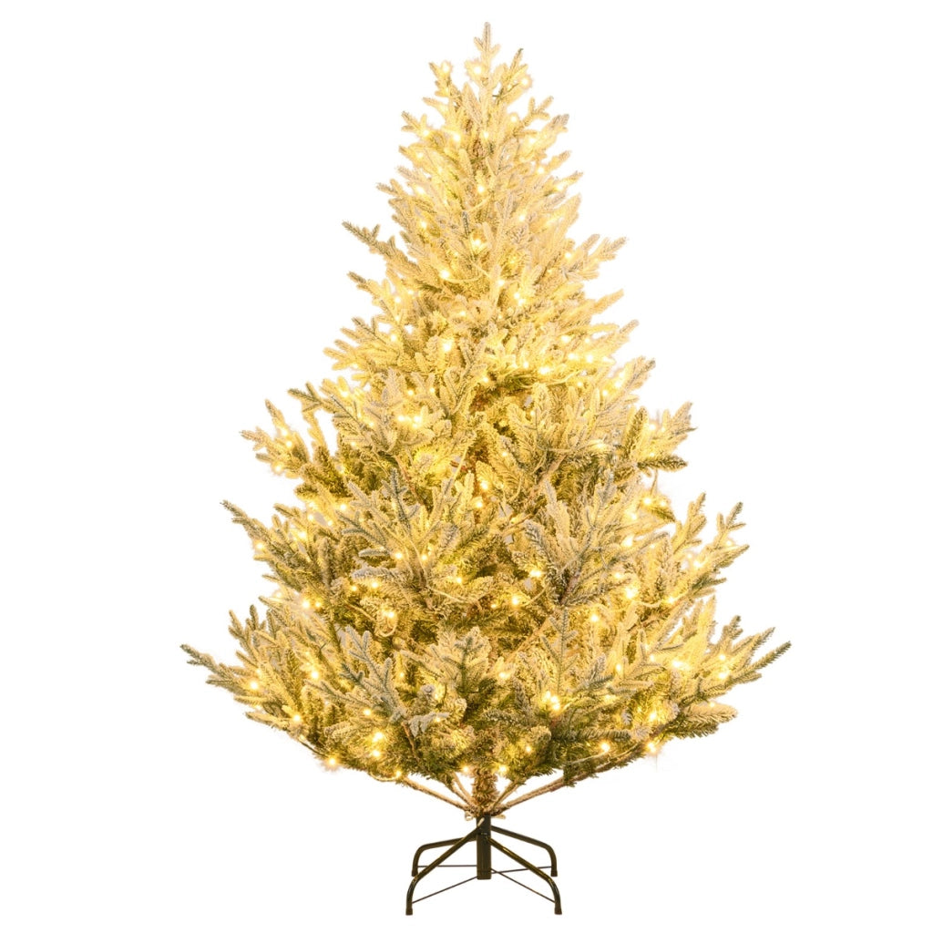 Albero artificiale preilluminato da 180cm luminosit¨¤ regolabile, Albero di natale innevato con rami articolati-Alberi di Natale