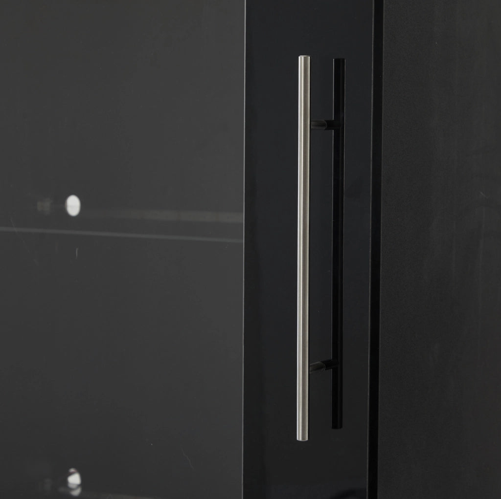 Vetrina espositiva in MDF con LED controllabile via app; 3 cassetti; 60 x 35 x 180 cm; nera