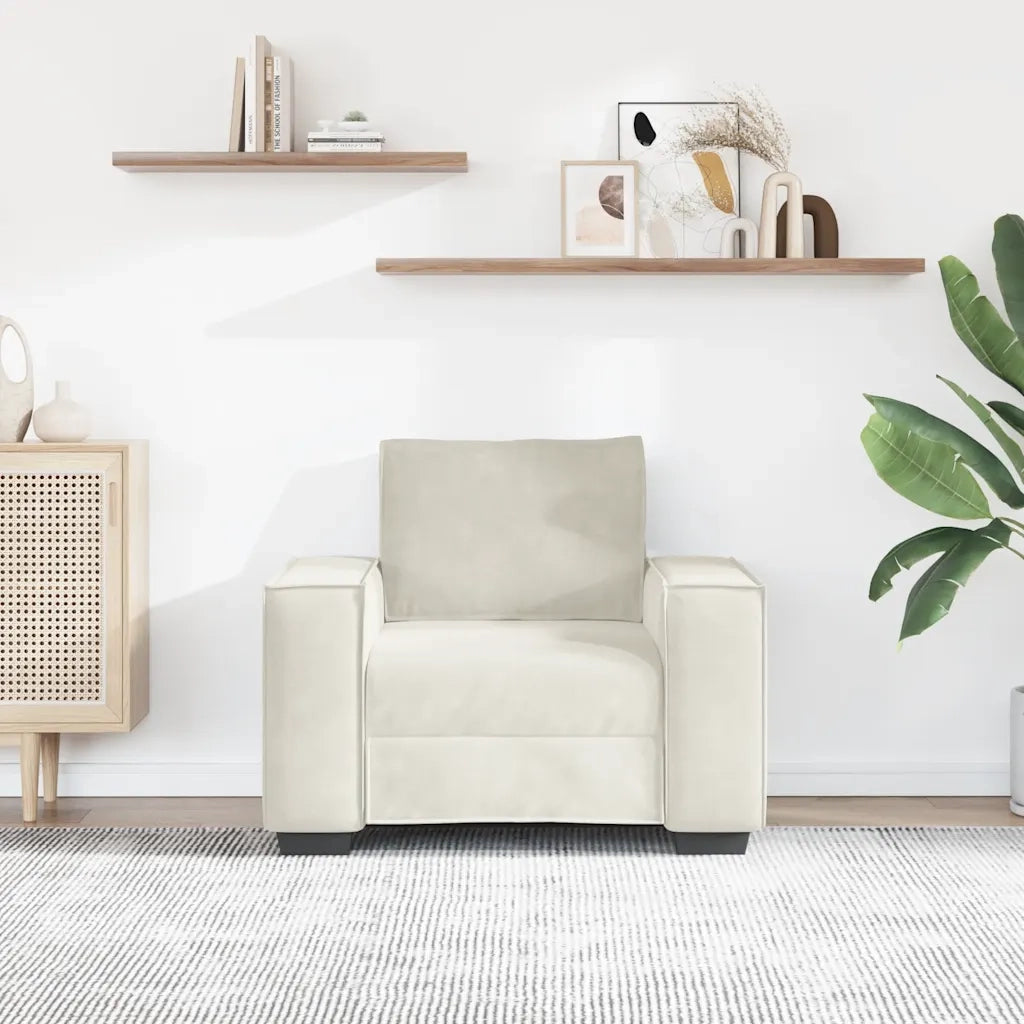 Divano | Divano da soggiorno | Sofa Sedia Crema 100x78x84 cm Velluto