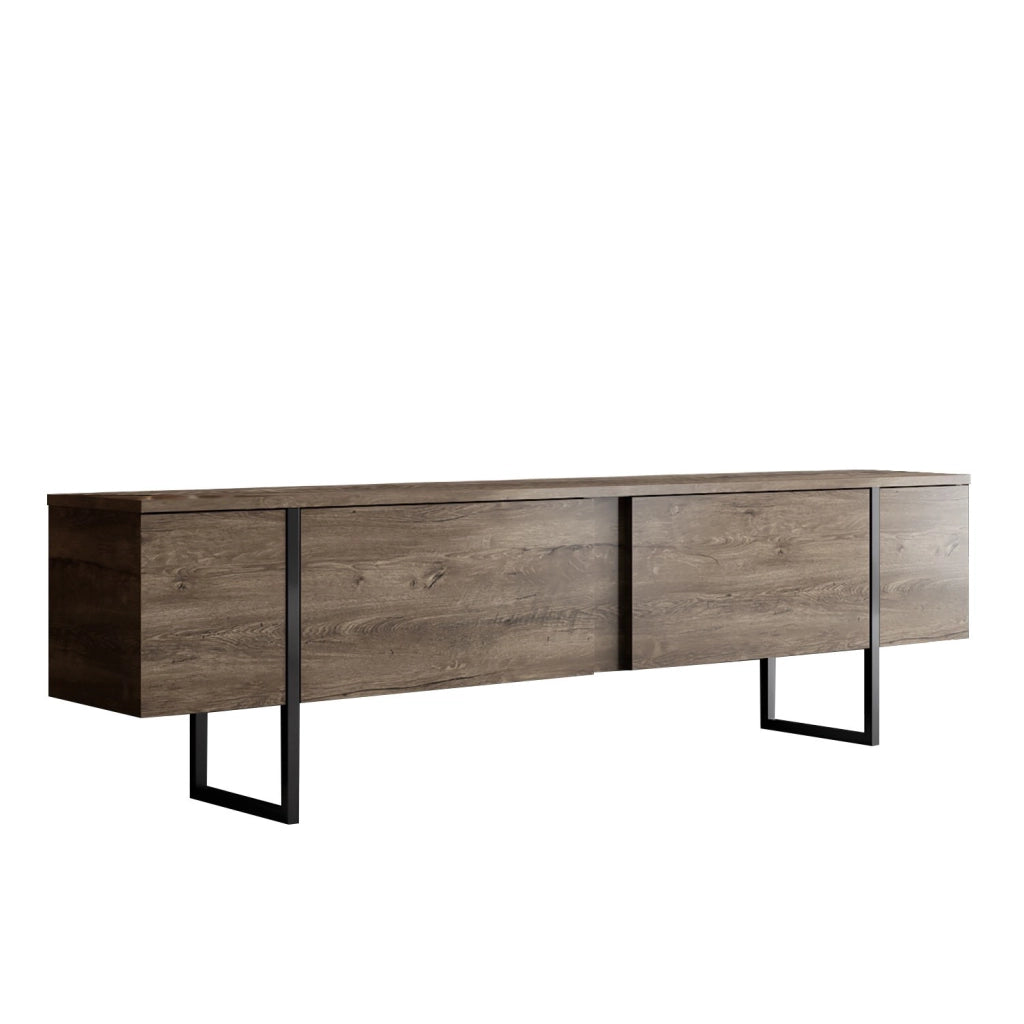 Porta TV in legno "Luxe" - 180 x 30 x 50 cm - Noce-Nero