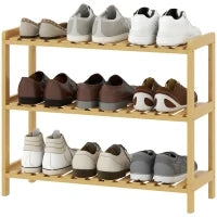 Scarpiera in Bambù a 3 Livelli per 9 Paia 70x26x57,5 cm Legno Naturale