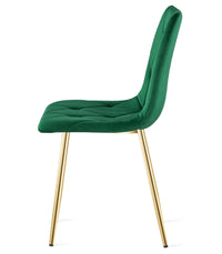 Sedia VALORA TYRA in velluto verde scuro con gambe dorate x 2