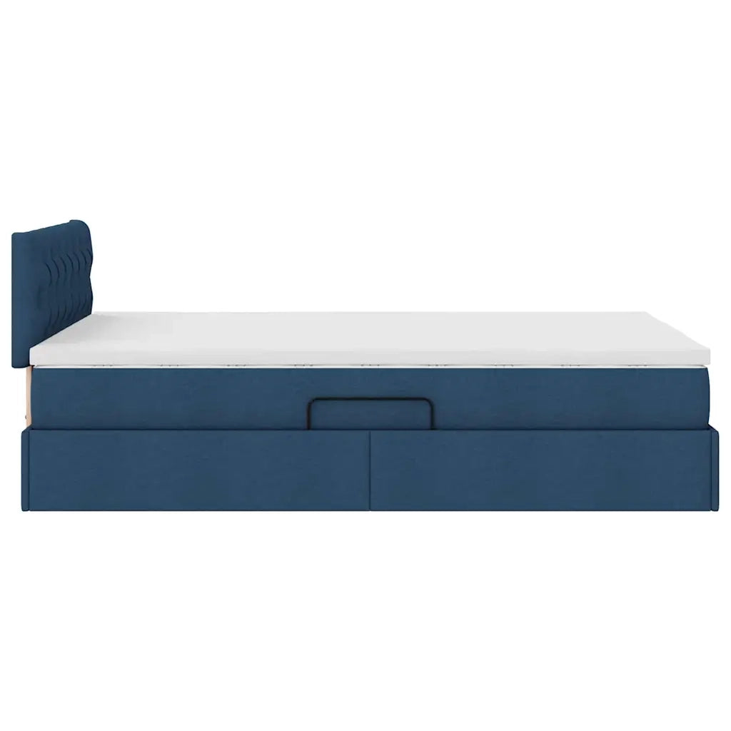 Letto con contenitore e materasso con testiera Blu 120 x 200 cm