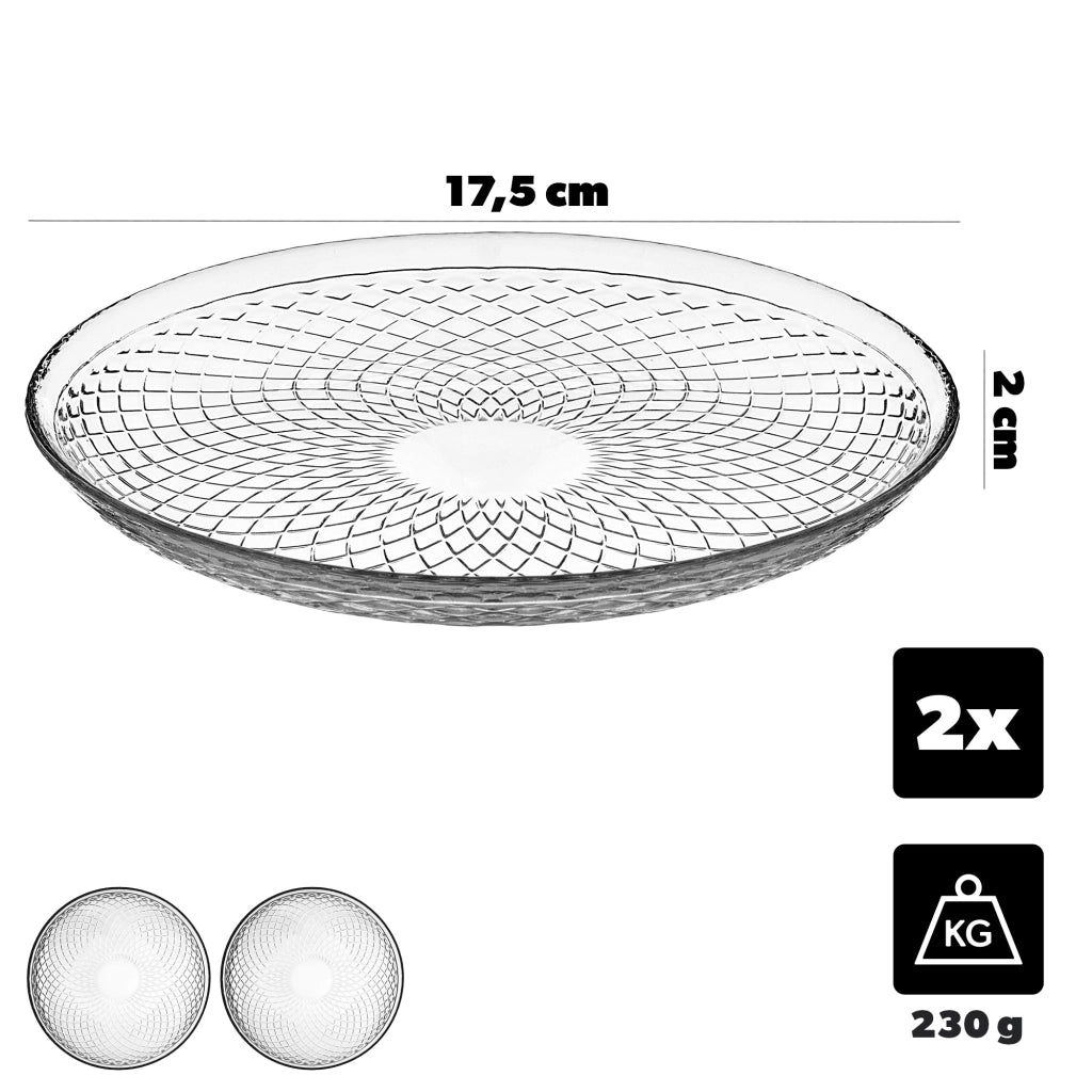 KADAX 2x Piatti da dessert 17,5 cm Piatti per torte Piatti in vetro piccoli