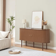 Mobile Contenitore Mapia con Ante Scorrevoli Credenza Bassa Madia 140x40x75 cm Effetto Noce [en.casa]