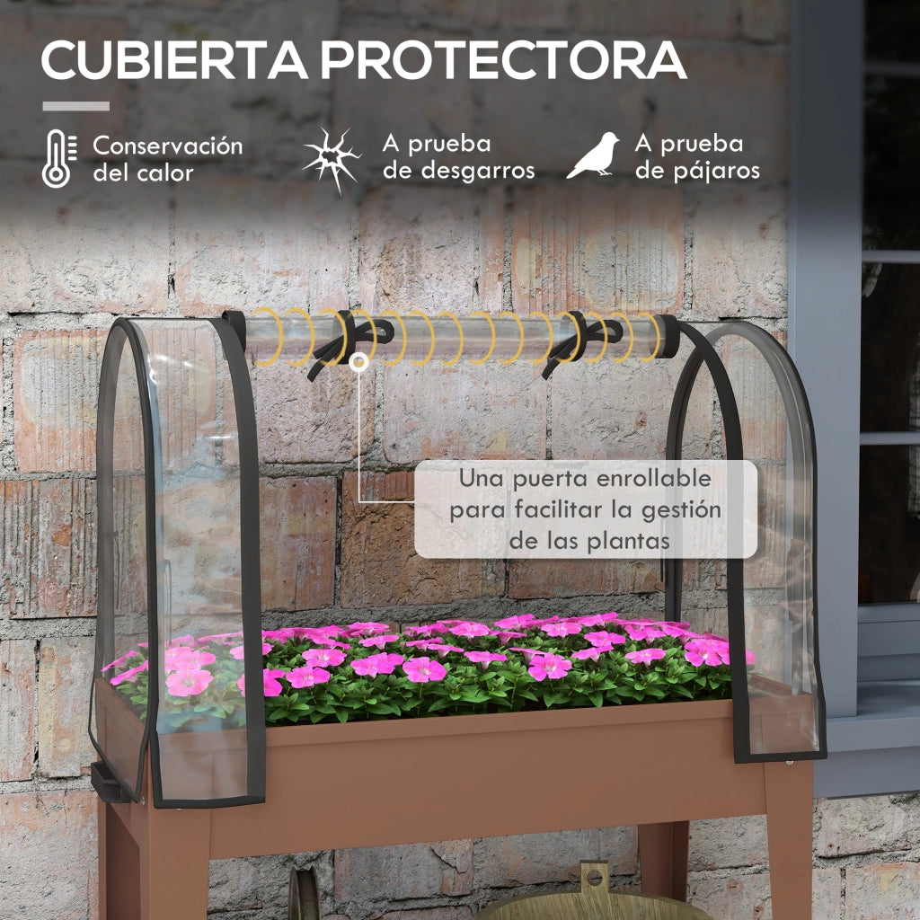 Letto da Giardino Urbano 80x40x120 cm con Cubierta de Invernadero ¨C zephmum ¨C Marrone