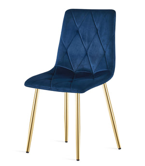 Sedia VALORA TYRA in velluto blu navy con gambe dorate x2