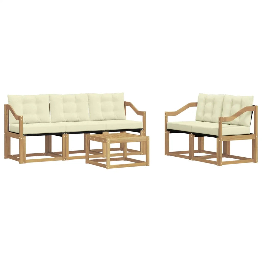 Set di divani da esterno con cuscino 6 pcs Bianco e Crema