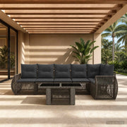 Set Divano da Giardino 7 pz Grigio e Grigio Scuro polyrattan 3436946