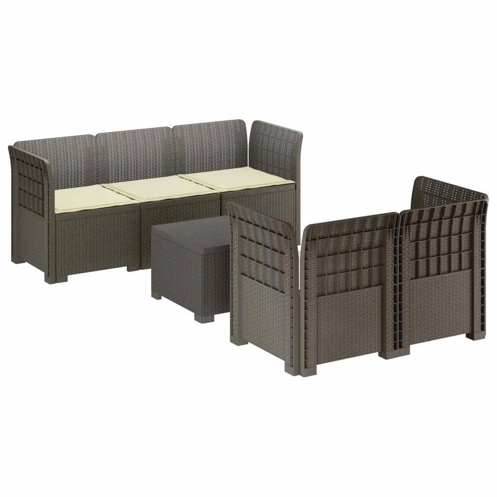 Divano da Giardino 5 Posti con Cuscini Stile Rattan PP 3443902
