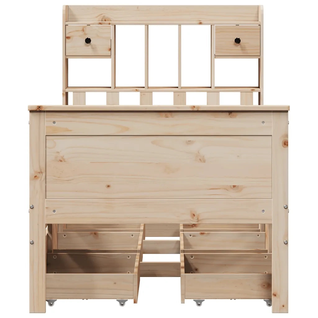 Letto Libreria senza Materasso 90x190 cm Legno Massello Pino 3308942