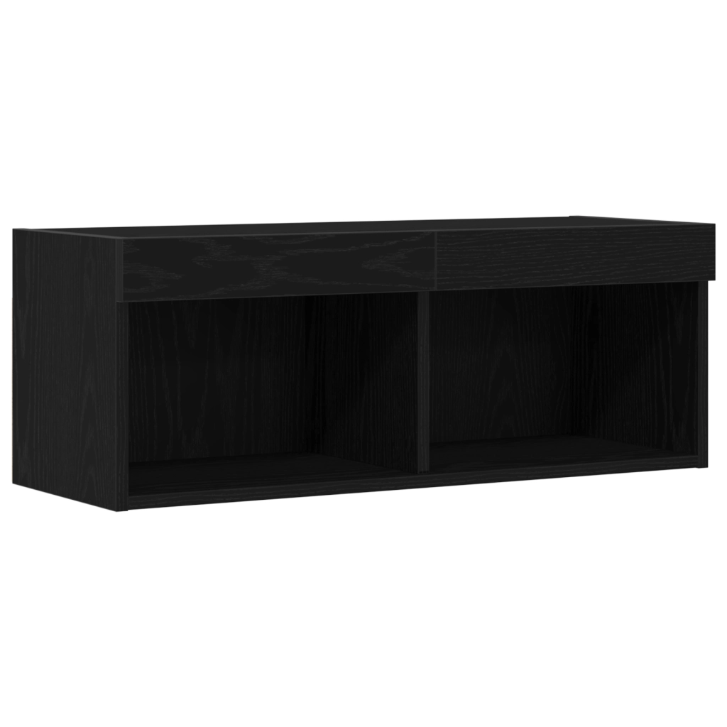 Mobile TV  con luci LED Rovere Nero 80x30x30 cm