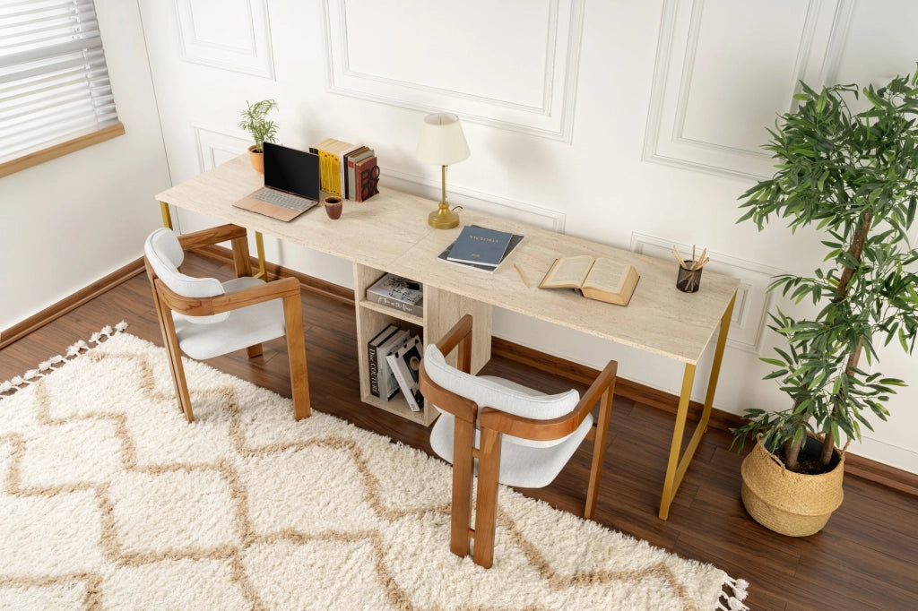 Scrivania in legno "Twin Study Desk" - 240 x 60 x 74 cm - TravertinOr