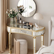 Consolle 120x38x78 cm con cassetto in MDF e vetro oro e argento