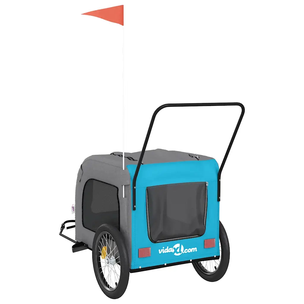 Rimorchio da Bici per Animali Blu e Grigio Oxford e Ferro CFW5422267