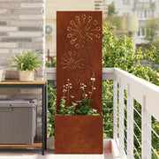 vidaXL Vaso da Giardino con Pannello Decorativo Ruggine 50 x 140 cm