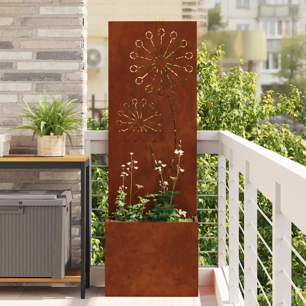 vidaXL Vaso da Giardino con Pannello Decorativo Ruggine 50 x 140 cm