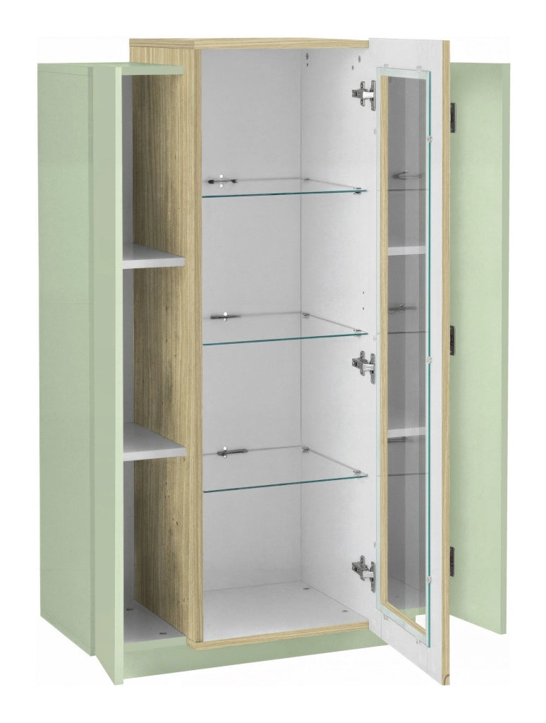 Mobile Espositore Severino, Vetrina 7 Ripiani Made in Italy, 80x38x120.5h cm Verde