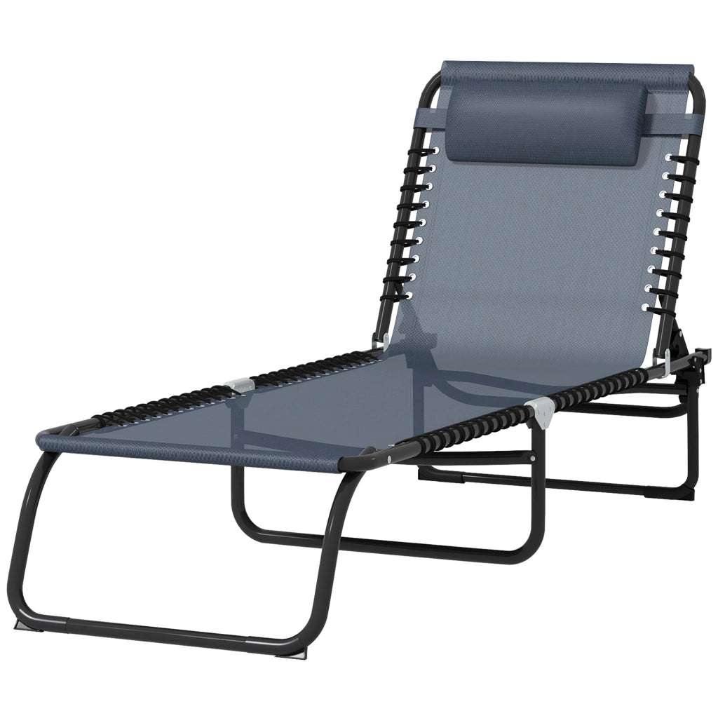 Lettino da giardino pieghevole con schienale regolabile ¨C zephmum ¨C Nero textilene Grigio