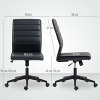 Sedia da Ufficio Ergonomica e Regolabile 58x53x97-107 cm con Schienale Ricurvo in Pelle PU e Acciaio Nero