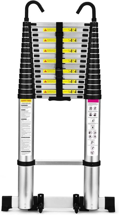 Scala Telescopica - Scala Telescopica a Volo - Altezza di Lavoro - Alluminio - Adatto per Uso Privato e Professionale - Scala Telescopica a Volo - Massimo Carico 150 kg