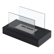 Easycomfort Camino a Bioetanolo da Tavolo 830 W Bruciatori senza Residui Inodore In Acciaio Inox con Vetro 35x18x21 cm Nero