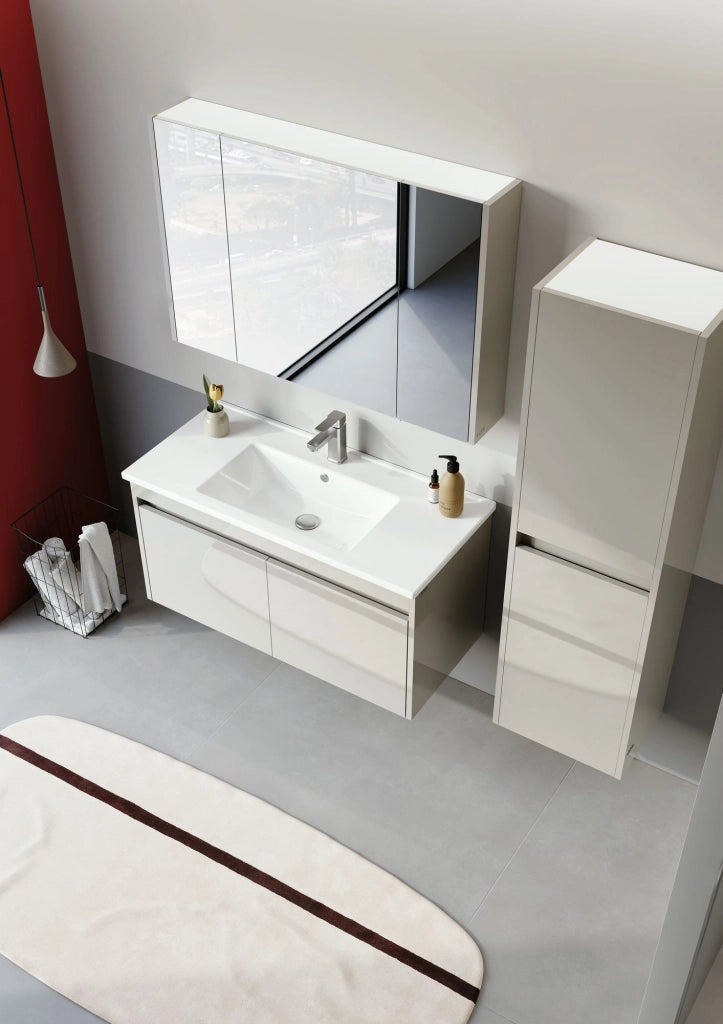 Set mobile lavabo con specchio (2 pezzi) "Arno 100" - 100 x 45 x 52 cm - Cashmere