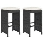 Sgabelli da Bar con Cuscini 2 pz Neri in Polyrattan CFW3794312