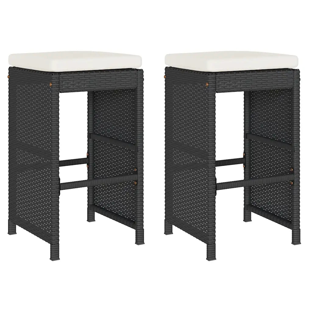 Sgabelli da Bar con Cuscini 2 pz Neri in Polyrattan CFW3794312