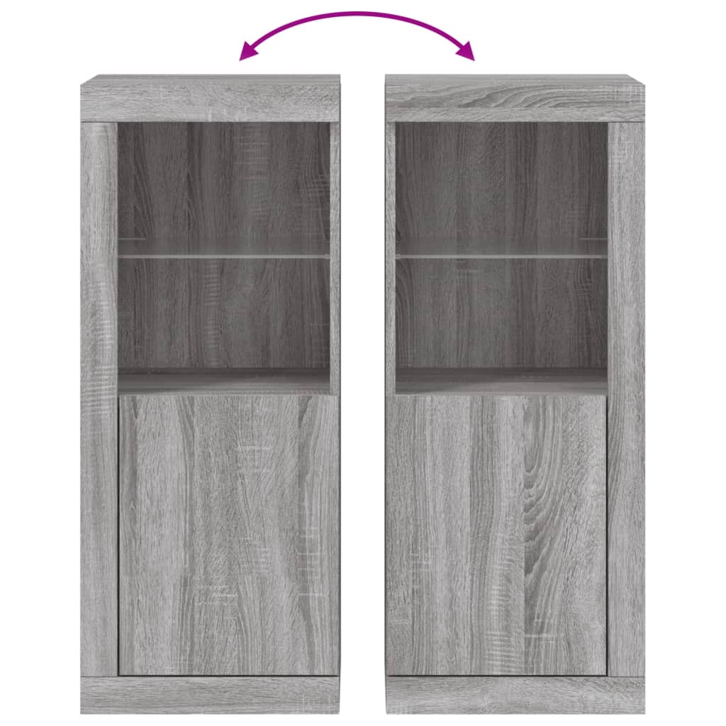 Buffet credenza cassettiera armadio mobile contenitore organizer per cucina soggiorno salotto con luci LED Sonoma 41 x 37 x 100 cm grigio 02_0030072