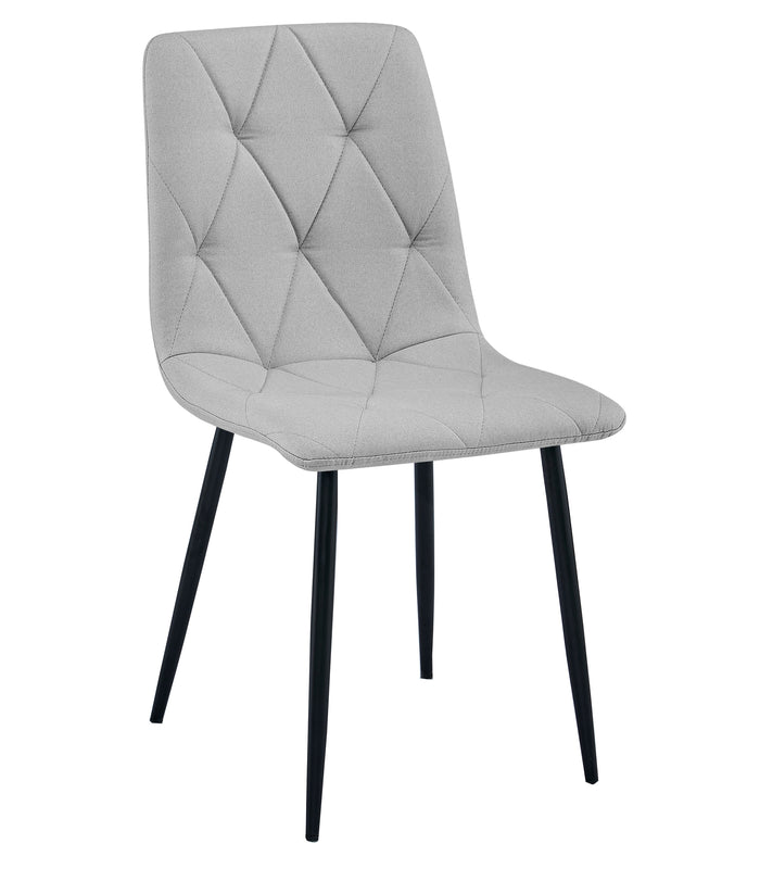 Sedia imbottita VALORA TYRA - Elegante tessuto grigio chiaro / Gambe nere x 2