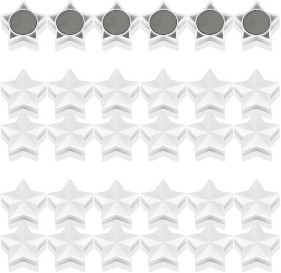 Magnetismo per lavagne, 30 magneti per frigoriferi, minimagnetici, piccoli magneti per lavagna bianca, forte aderenza, magneti per lavagna, per lavagne, per schedari, per cucine (stelle, bianco)