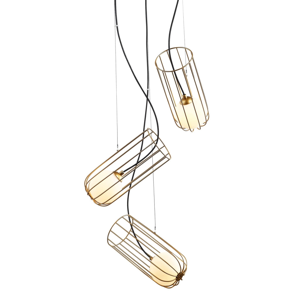 Lampadario Italux Coco moderno oro in vetro 3xG9 Ø30 H104