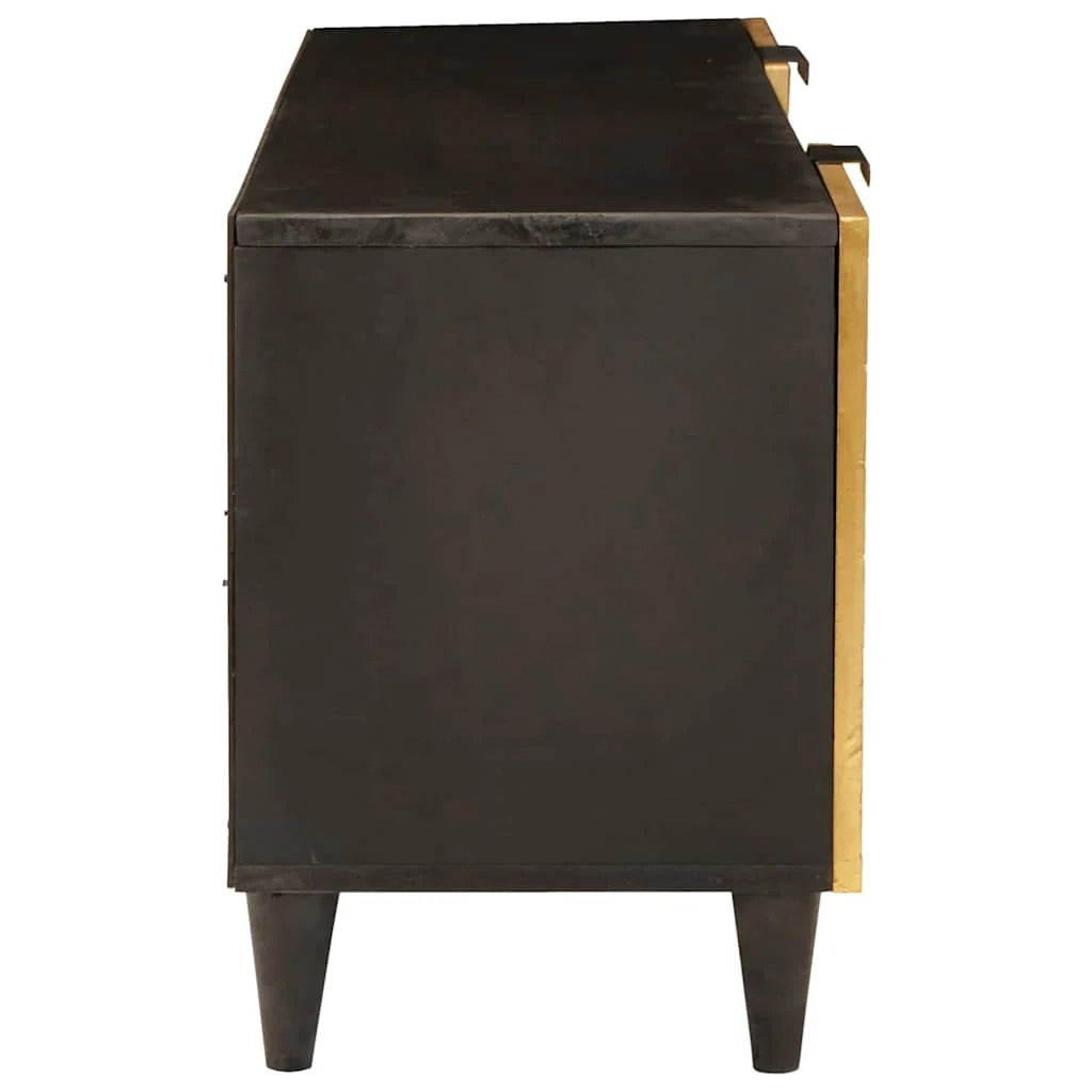Mobile TV basso moderno ed elegante 105 x 33 x 46 cm con contenitore e ante in legno ingegnerizzato nero 02_0057756