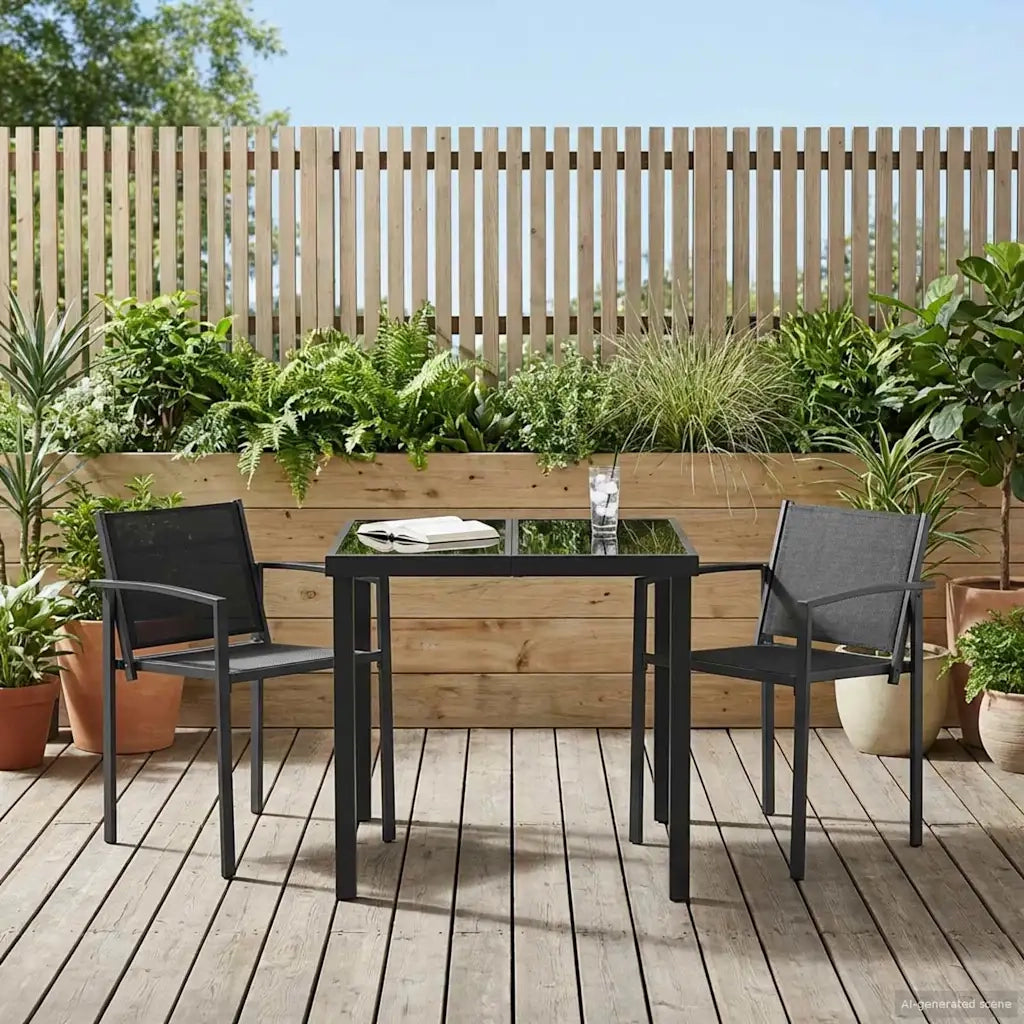 Set di Mobili da Esterno 3 pcs Nero e antracite 80 x 80 x 73 cm