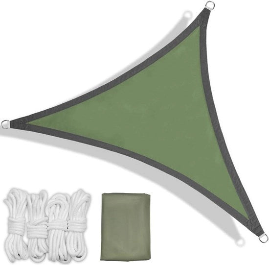 Zonnetenda Triangolare 3 x 3 x 3 m Protezione UV Imbottito - Incluso Cavi di Fissaggio - Per Balcone Giardino Terrazza Spiaggia