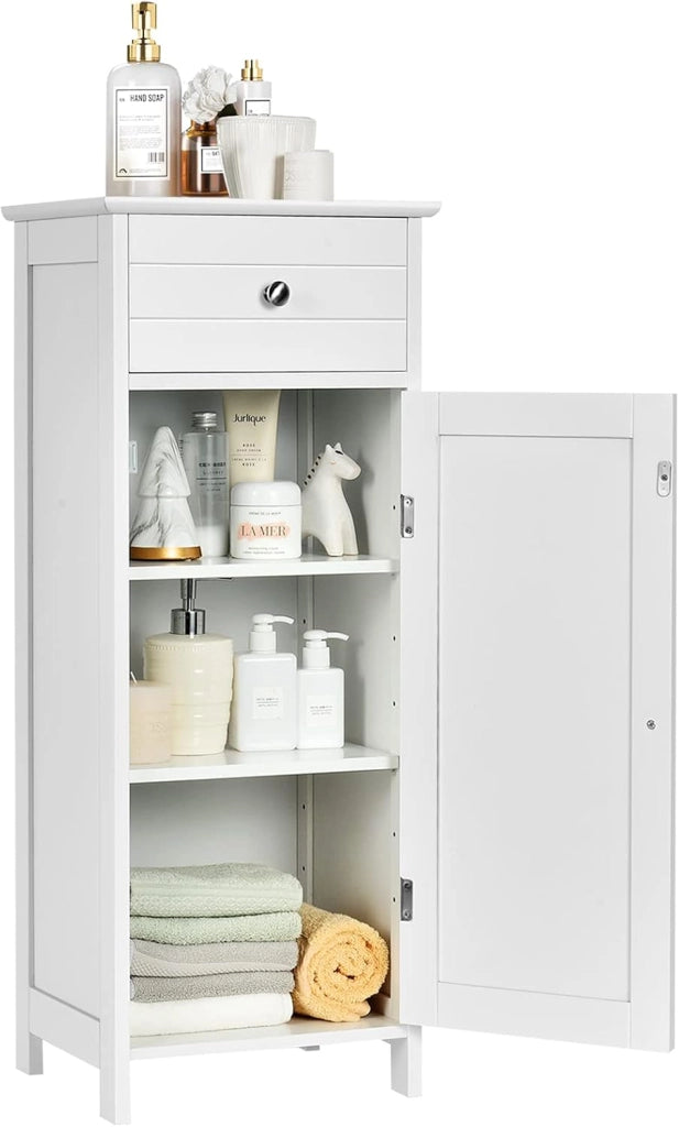 Armadio da Terra per Bagno, Mobile Armadietto con Cassetto, in MDF (E1) di Alta Qualità (Bianco)