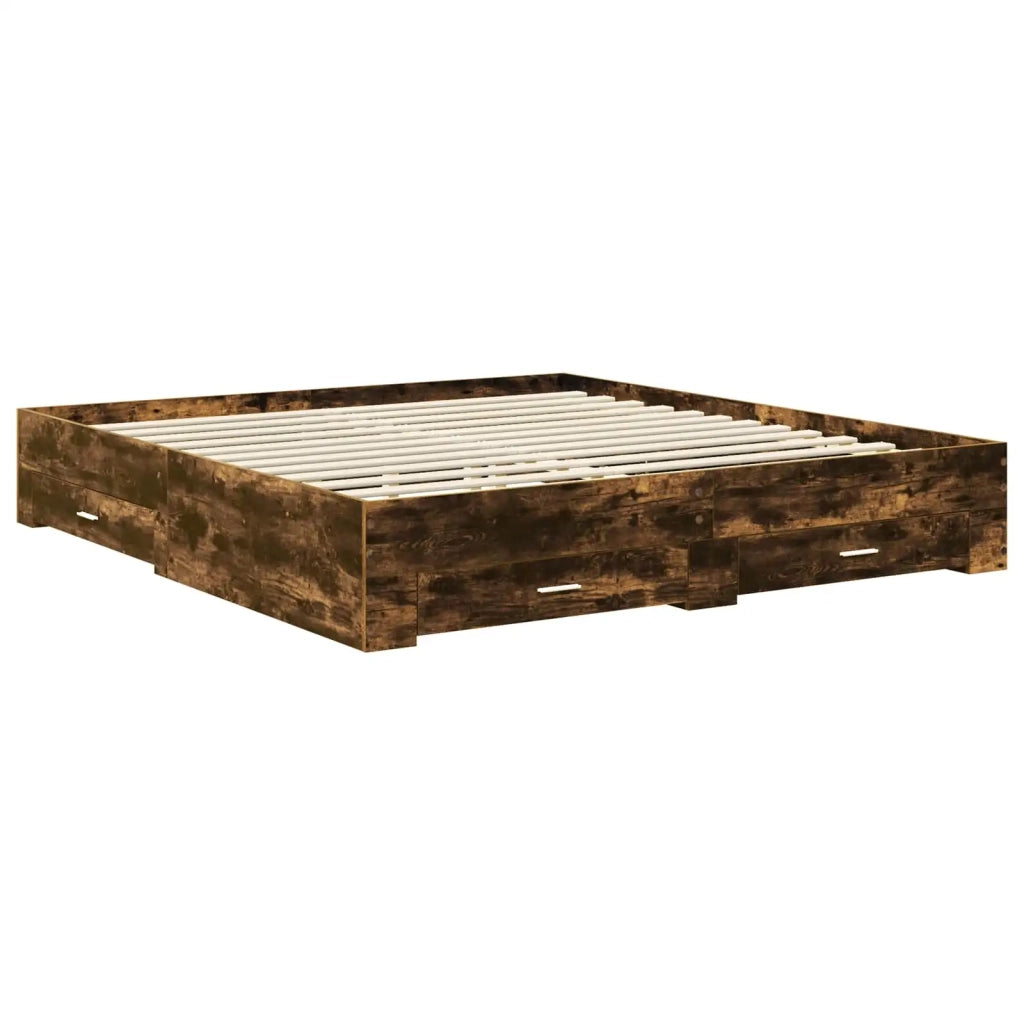 Struttura del letto Rovere fumé 200 x 200 cm Legno multistrato
