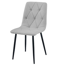 Sedia imbottita VALORA TYRA - Elegante tessuto grigio chiaro / Gambe nere x 2