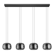 Lampadario Contemporaneo Hortunas Acciaio Nero Trasparente 4 Luci Led 5,8W Ip20
