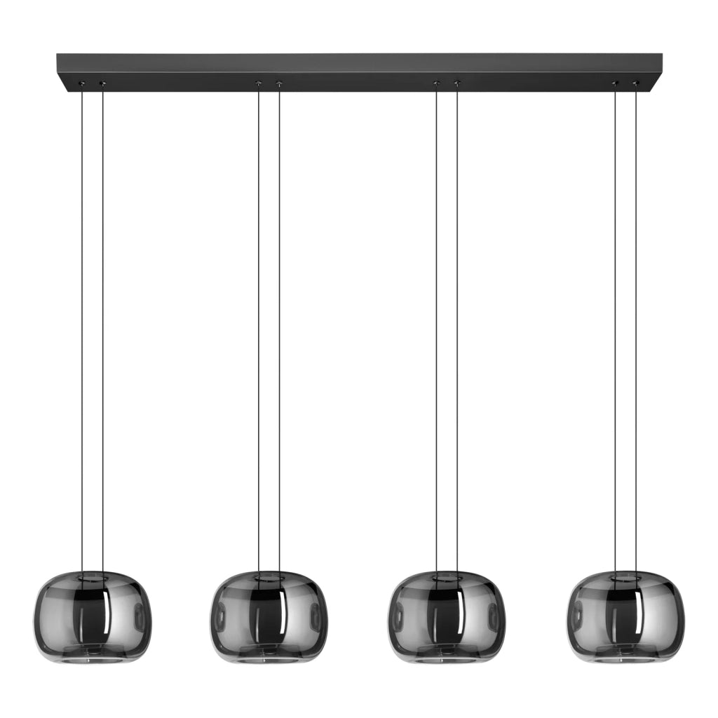 Lampadario Contemporaneo Hortunas Acciaio Nero Trasparente 4 Luci Led 5,8W Ip20