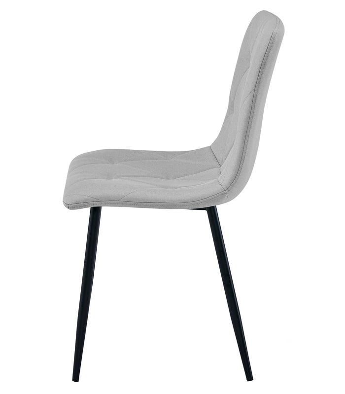 Sedia imbottita VALORA TYRA - Elegante tessuto grigio chiaro / Gambe nere x 2