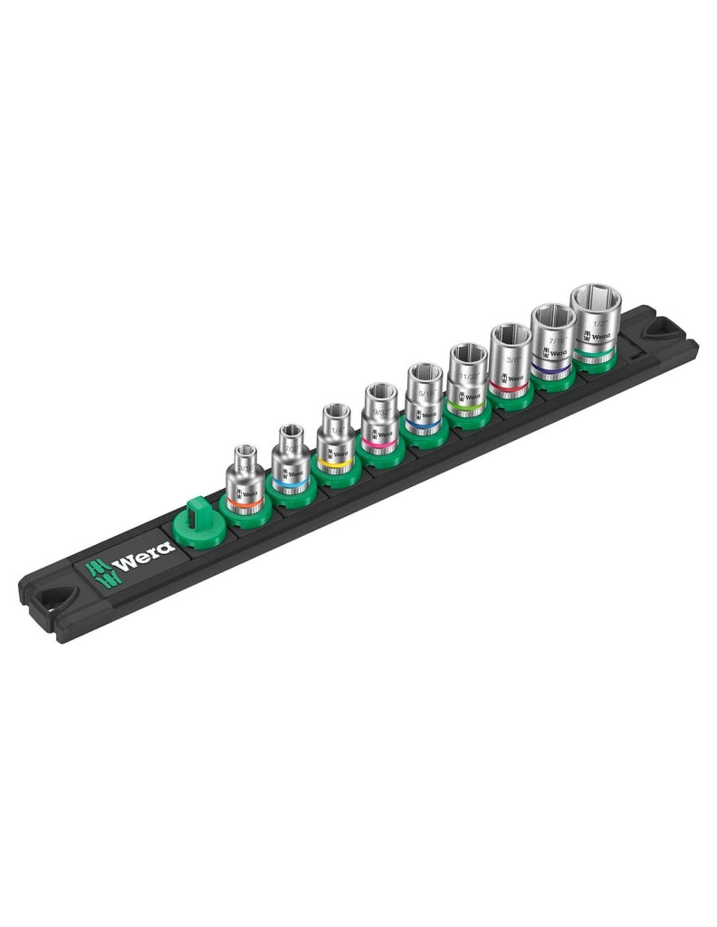 Set di 9 bussole Zyklop 1/4" WERA Nuss-Magnetleiste A Imperial 1